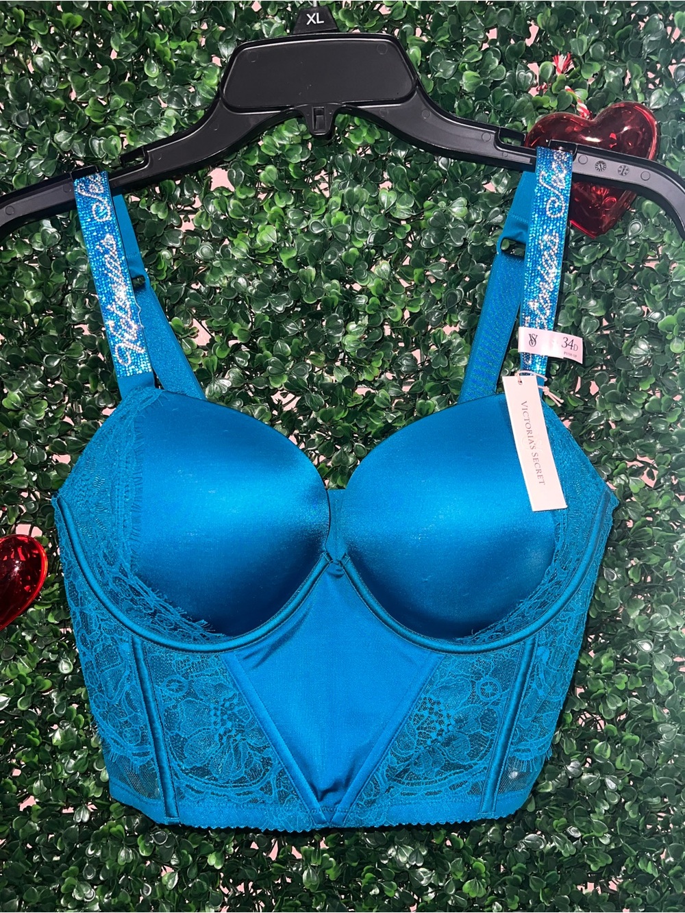 ✨New Victoria's Secret Teal Longline Lace Push-Up Bra✨